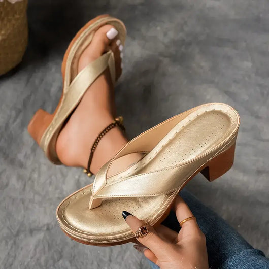 Carolin | Damen Slip On Sandalen Mit Absatz