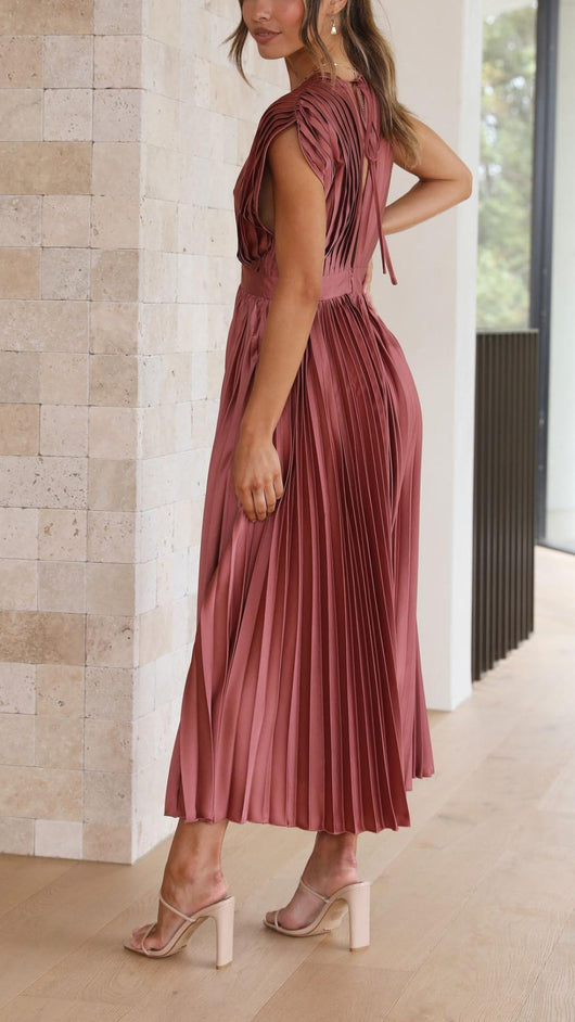 Juliette | Plissiertes Midikleid mit Bindeband – Lässiges Sommerkleid