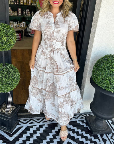 Eliana | Bedrucktes Stufen-Maxikleid – Lässiges Kleid