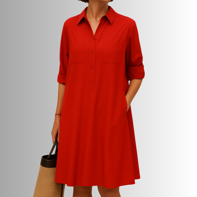 Sophia | Knopfleisten-Kleid in A-Linie – Elegantes Kleid