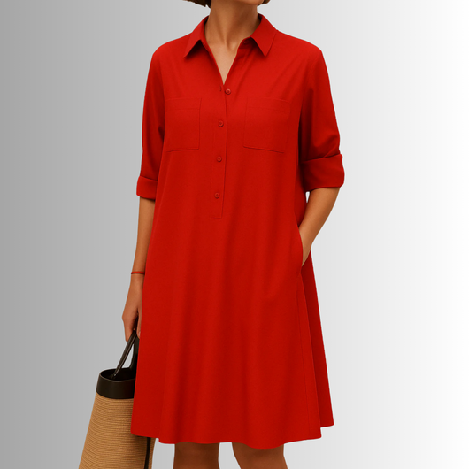 Sophia | Knopfleisten-Kleid in A-Linie – Elegantes Kleid
