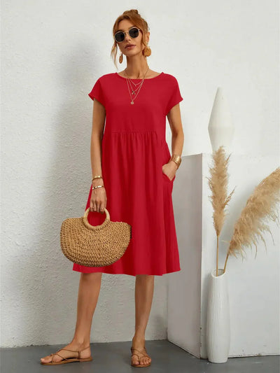 Seraphine | Midikleid mit Smok-Details und Taschen – Lässiges Sommerkleid