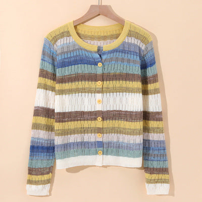 Sorento Gestreifter Strickcardigan aus Baumwolle