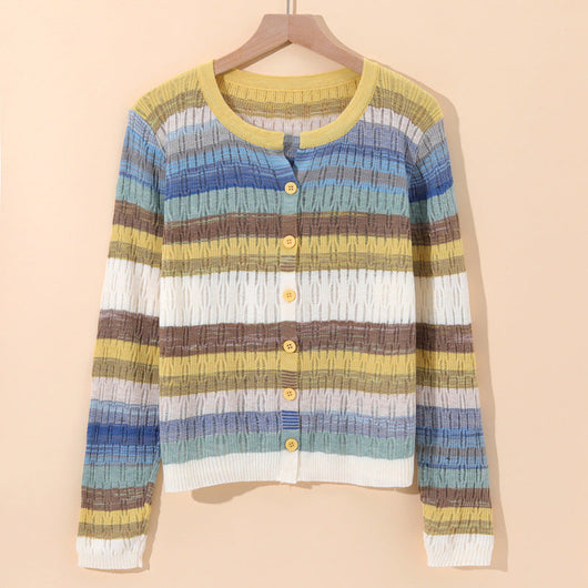 Sorento Gestreifter Strickcardigan aus Baumwolle