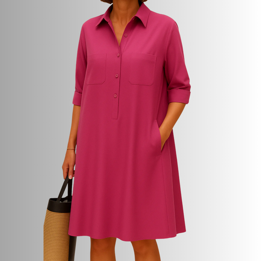 Sophia | Knopfleisten-Kleid in A-Linie – Elegantes Kleid