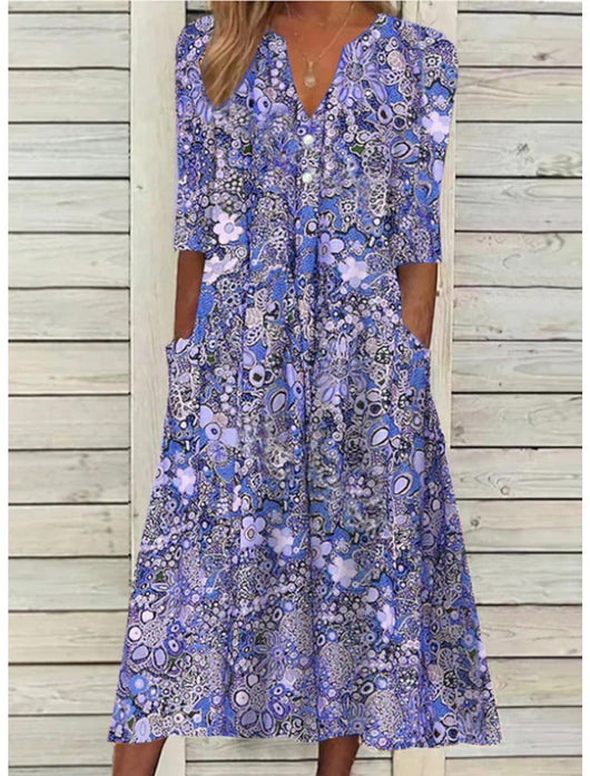 Serafina | Geblümtes Knopfleisten-Maxikleid – Elegantes Kleid