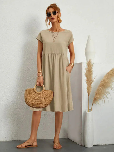 Seraphine | Midikleid mit Smok-Details und Taschen – Lässiges Sommerkleid