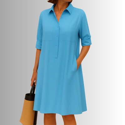 Sophia | Knopfleisten-Kleid in A-Linie – Elegantes Kleid