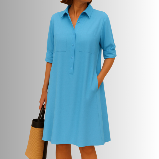 Sophia | Knopfleisten-Kleid in A-Linie – Elegantes Kleid