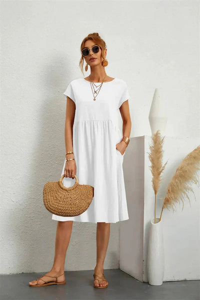 Seraphine | Midikleid mit Smok-Details und Taschen – Lässiges Sommerkleid