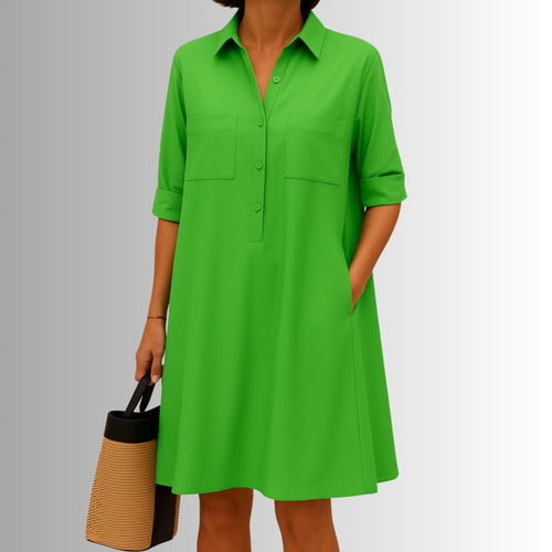 Sophia | Knopfleisten-Kleid in A-Linie – Elegantes Kleid