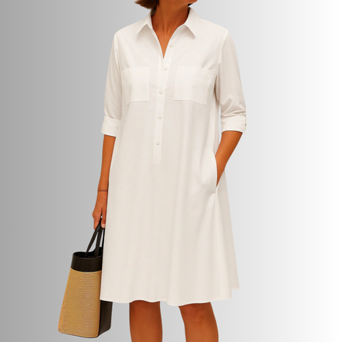 Sophia | Knopfleisten-Kleid in A-Linie – Elegantes Kleid
