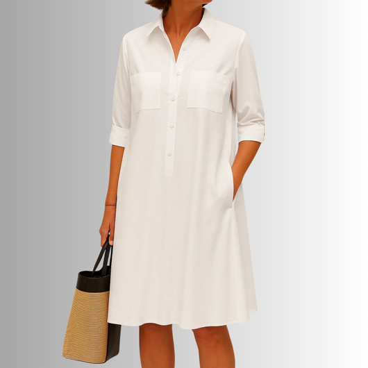 Sophia | Knopfleisten-Kleid in A-Linie – Elegantes Kleid