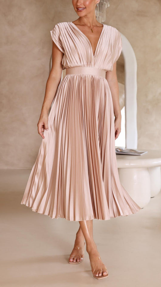 Juliette | Plissiertes Midikleid mit Bindeband – Lässiges Sommerkleid