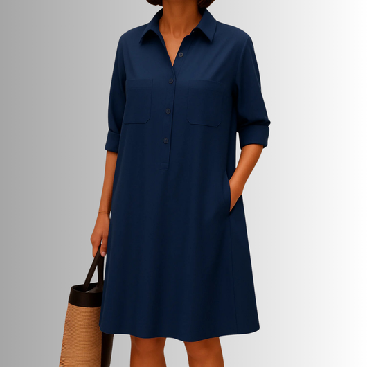 Sophia | Knopfleisten-Kleid in A-Linie – Elegantes Kleid