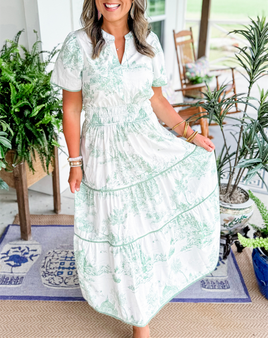 Eliana | Bedrucktes Stufen-Maxikleid – Lässiges Kleid