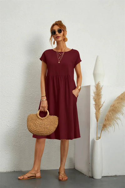 Seraphine | Midikleid mit Smok-Details und Taschen – Lässiges Sommerkleid