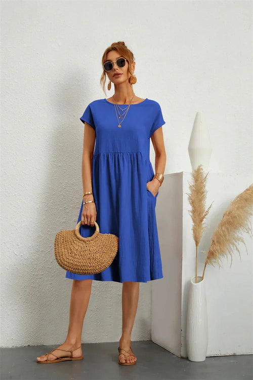 Seraphine | Midikleid mit Smok-Details und Taschen – Lässiges Sommerkleid