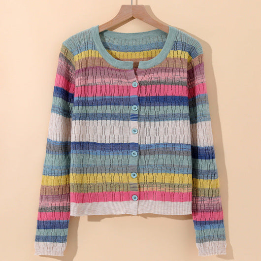 Sorento Gestreifter Strickcardigan aus Baumwolle