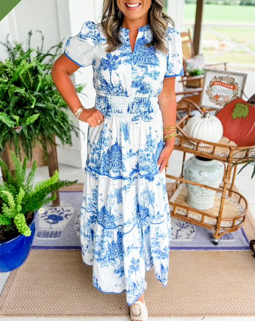 Eliana | Bedrucktes Stufen-Maxikleid – Lässiges Kleid