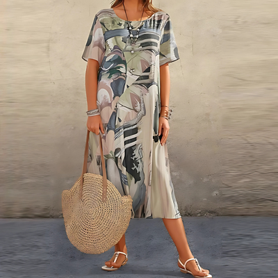 Reese | Midikleid mit abstraktem Print in lockerer Passform