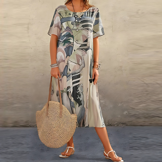 Reese | Midikleid mit abstraktem Print in lockerer Passform