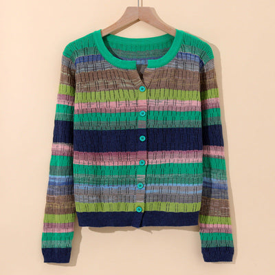Sorento Gestreifter Strickcardigan aus Baumwolle