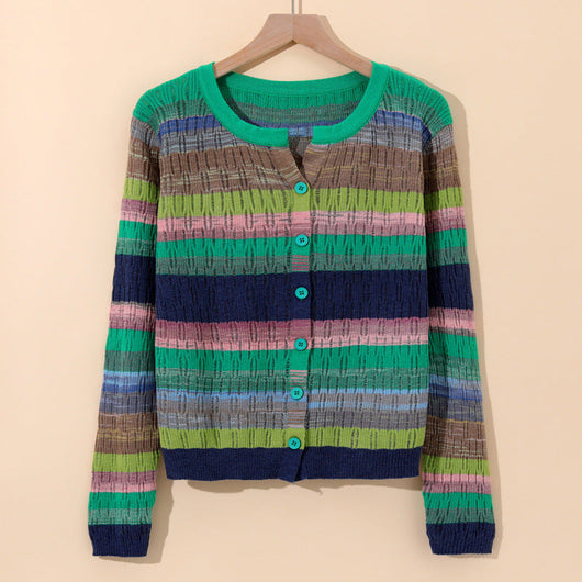 Sorento Gestreifter Strickcardigan aus Baumwolle