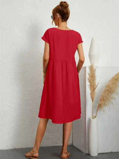 Seraphine | Midikleid mit Smok-Details und Taschen – Lässiges Sommerkleid