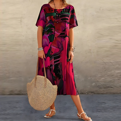 Reese | Midikleid mit abstraktem Print in lockerer Passform