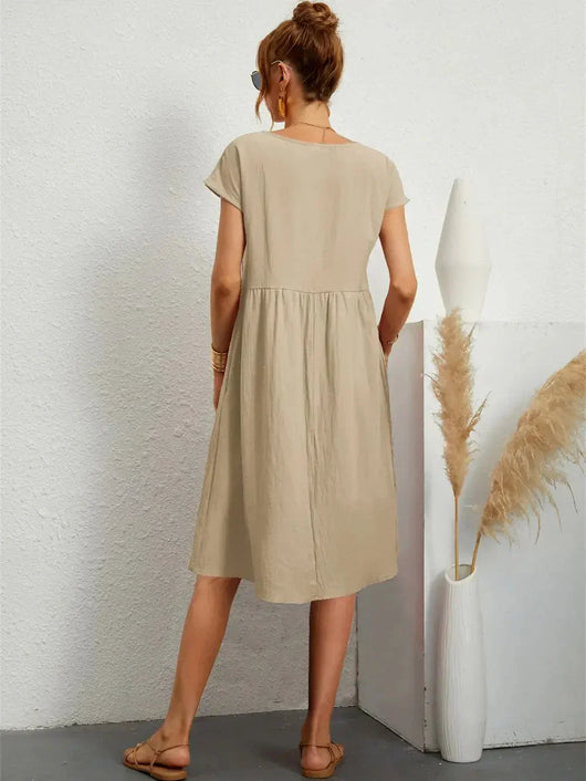 Seraphine | Midikleid mit Smok-Details und Taschen – Lässiges Sommerkleid