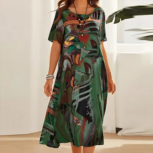 Reese | Midikleid mit abstraktem Print in lockerer Passform