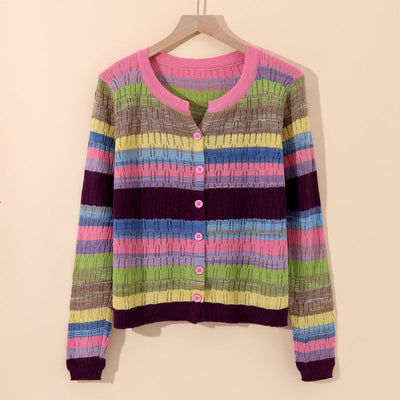 Sorento Gestreifter Strickcardigan aus Baumwolle