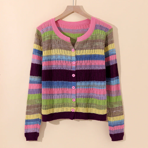 Sorento Gestreifter Strickcardigan aus Baumwolle