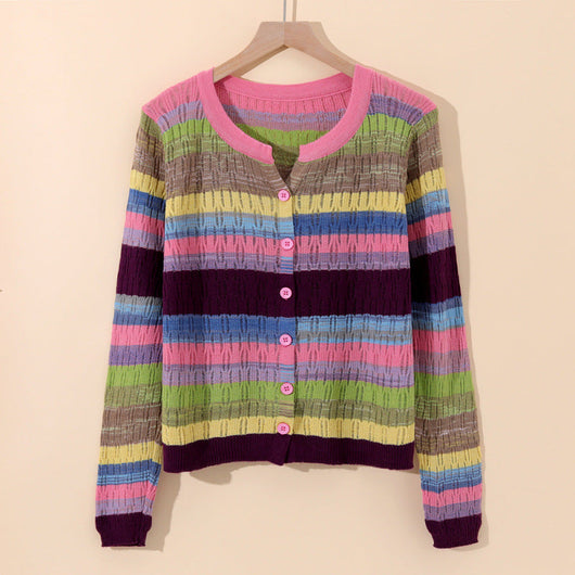 Sorento Gestreifter Strickcardigan aus Baumwolle