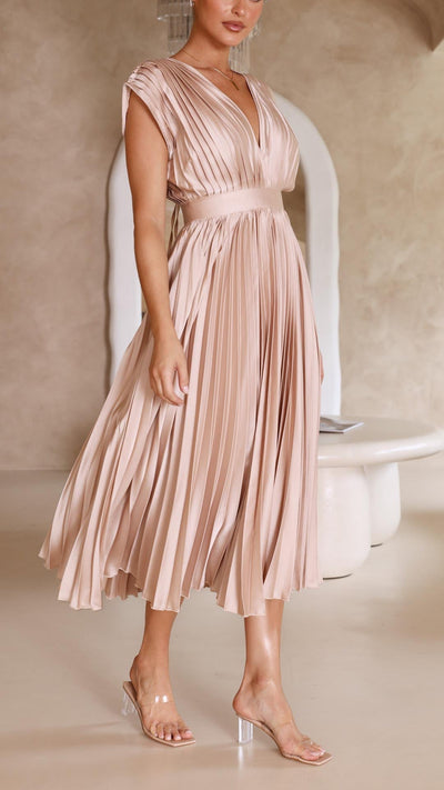 Juliette | Plissiertes Midikleid mit Bindeband – Lässiges Sommerkleid