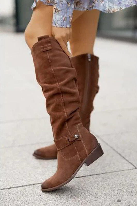 Lara | Damen Freizeit Kniehohe Flache Stiefel