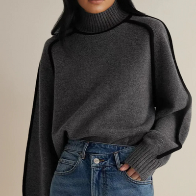 Pauline | Damen Pullover mit hohem Kragen und langen Ärmeln