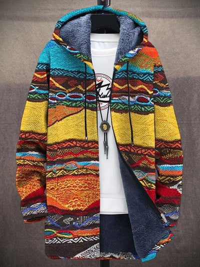 Leonie | Kunstdruck Fleece-gefütterter Oversized Zip-Hoodie Cardigan
