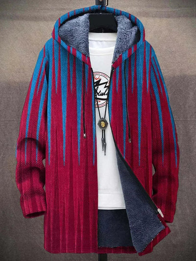 Leonie | Kunstdruck Fleece-gefütterter Oversized Zip-Hoodie Cardigan