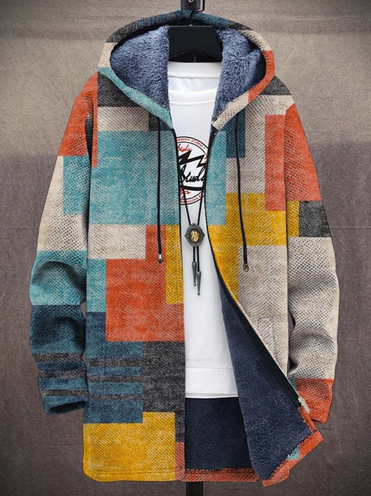 Leonie | Kunstdruck Fleece-gefütterter Oversized Zip-Hoodie Cardigan
