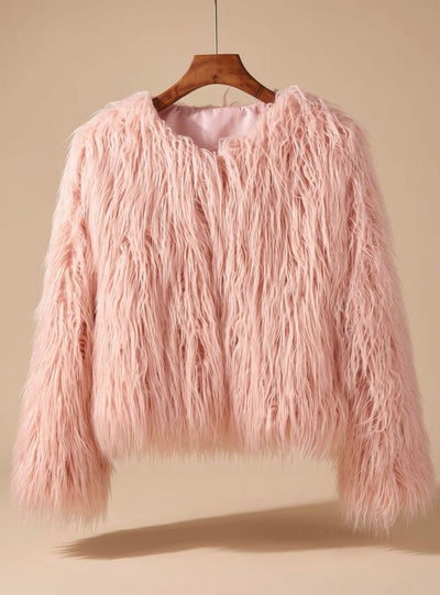 Mia | Kunstpelzmantel Damen Flauschige Kurzjacke Wintermantel