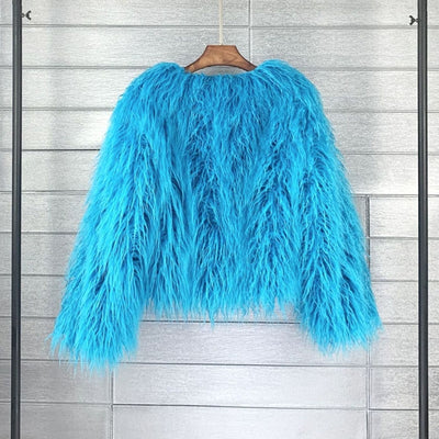 Mia | Kunstpelzmantel Damen Flauschige Kurzjacke Wintermantel