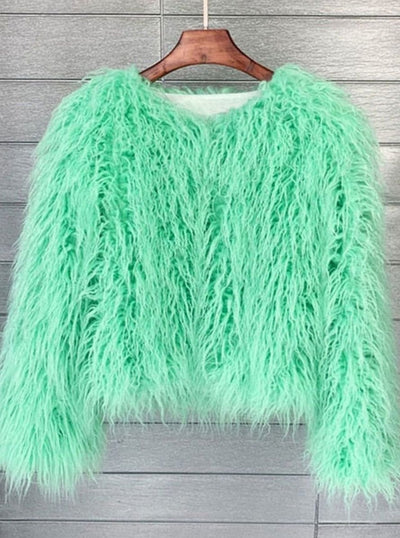 Mia | Kunstpelzmantel Damen Flauschige Kurzjacke Wintermantel