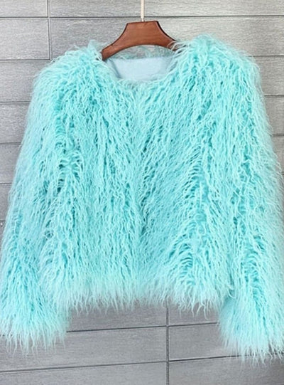 Mia | Kunstpelzmantel Damen Flauschige Kurzjacke Wintermantel