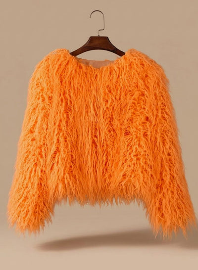 Mia | Kunstpelzmantel Damen Flauschige Kurzjacke Wintermantel