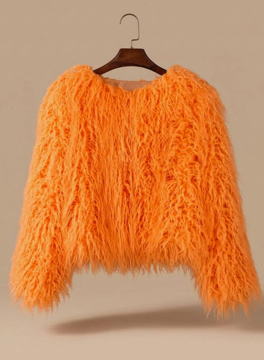 Mia | Kunstpelzmantel Damen Flauschige Kurzjacke Wintermantel