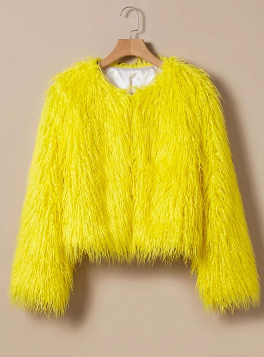 Mia | Kunstpelzmantel Damen Flauschige Kurzjacke Wintermantel