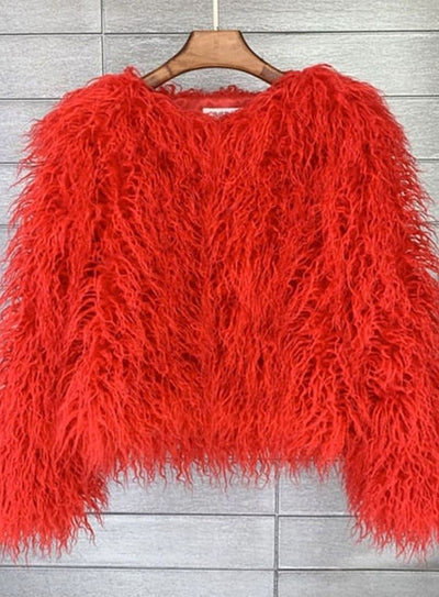 Mia | Kunstpelzmantel Damen Flauschige Kurzjacke Wintermantel