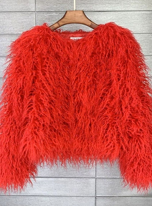Mia | Kunstpelzmantel Damen Flauschige Kurzjacke Wintermantel